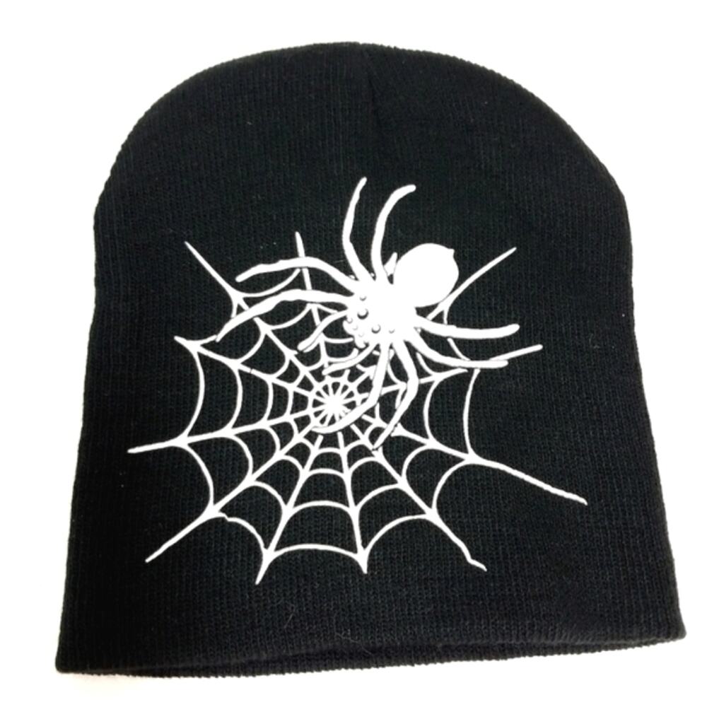 NWOT Glow in the Dark Spider Web beanie hat